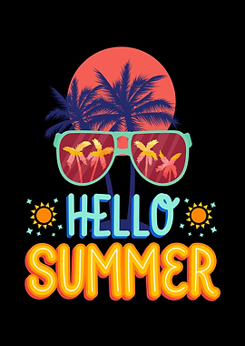 Hello Summer Tropical Sunglasses Graphic