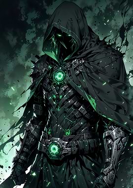 Dark Knight with Glowing Green Accents