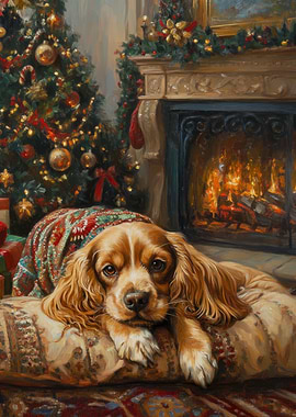 Cavalier King Charles Spaniel Christmas Painting