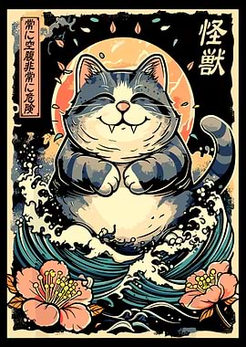 Japanese Style Cat Art