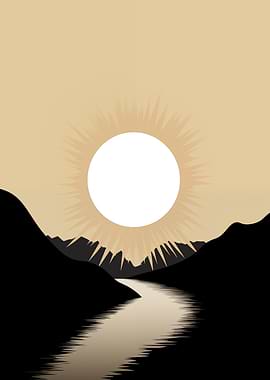 Nordic Sunset Mountain art