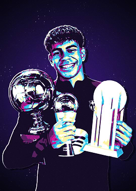 Lamine Yamal with Trophies Pop Art