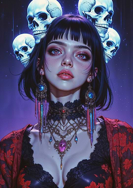 Enigmatic Sorceress of the Celestial Veil: A Dark Fantasy Vision