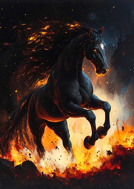 Fiery Black Horse