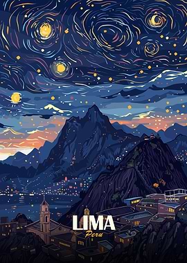 Lima Peru Nightscape Art