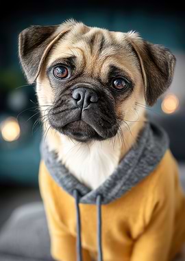 Pug in Hoodie Portrait