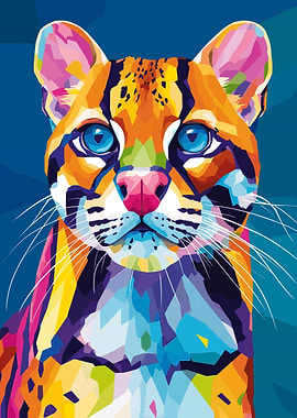 Colorful Ocelot Portrait