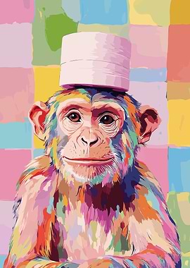 Colorful Monkey with Toilet Paper Hat