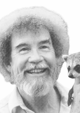 Bob Ross and Raccoon Portrait
