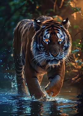 Tiger Walking Through Water