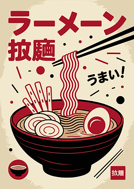 Ramen Bowl Illustration Japanese