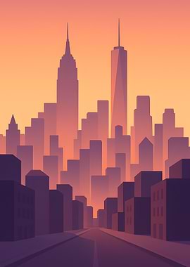 Cityscape Silhouette at Sunset