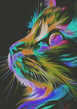 Colorful Cat Portrait