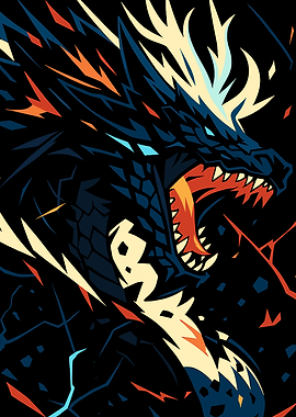 Stylized Dragon Head with Open Mouth