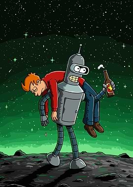 Futurama: Bender Carrying Drunk Fry