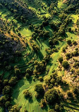 Aerial Terraced Landscape