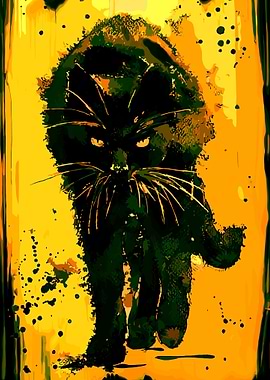 Abstract Black Cat Illustration