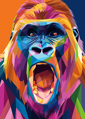 Colorful Gorilla Pop Art Portrait