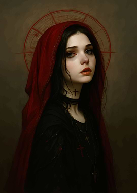 Gothic Beauty with Red Hood