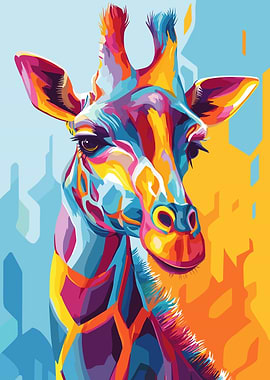 Colorful Giraffe Portrait