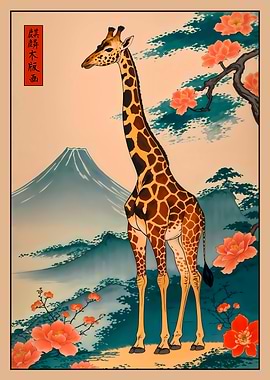 Giraffe Japanese Ukiyo-e