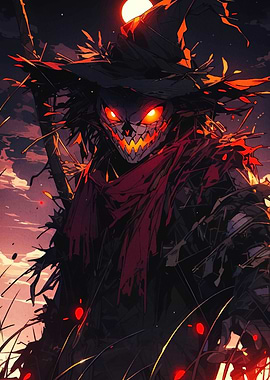 Creepy Scarecrow with Glowing Eyes
