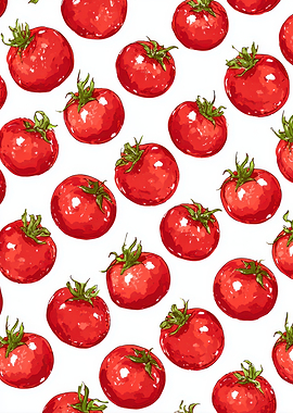 Tomato Pattern on White Background