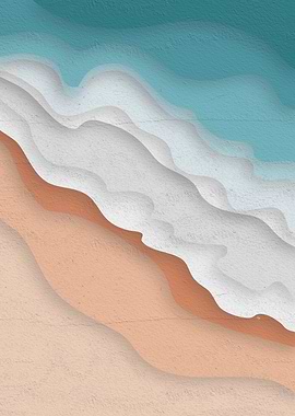 Abstract Beach Scene with Waves