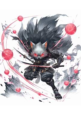 Fox Samurai Warrior with Red Orbs
