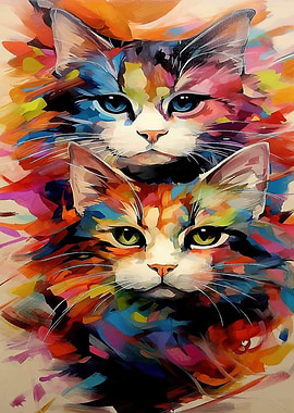 Colorful Cats Portrait