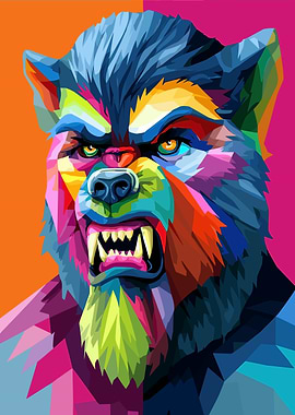 Colorful Werewolf Pop Art Portrait