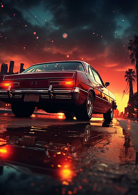 Classic Car at Sunset