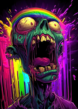 Colorful Zombie with Rainbow