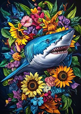 Shark Surrounded Flowers