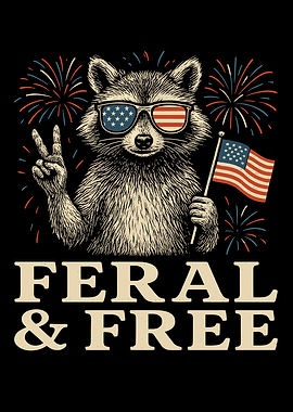 Feral and Free Patriotic Raccoon
