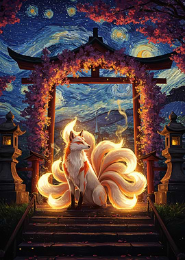 Nine-tailed Fox under Torii Gate