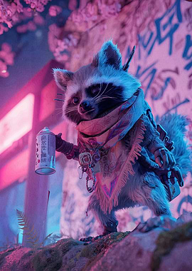 Raccoon with Spray Paint Can