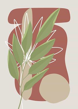 Abstract Botanical Art with Geometric Shapes