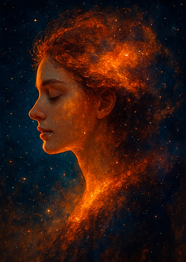 Celestial Silence – Portrait in Nebula Flow