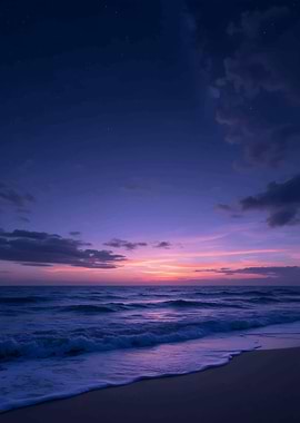 Ocean Sunset with Purple Sky