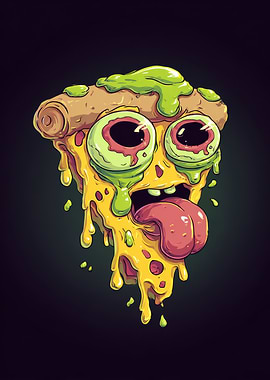 Cartoon Pizza Slice with Googly Eyes