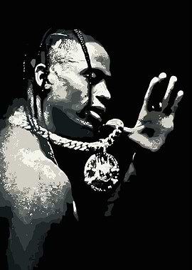 Travis Scott Monochrome Portrait