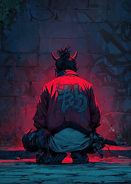 Cyberpunk Oni Back View