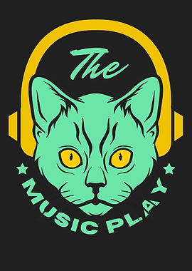 Cat with Headphones - Music Play