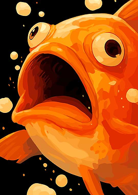 Surprised Orange Fish with Open Mouth