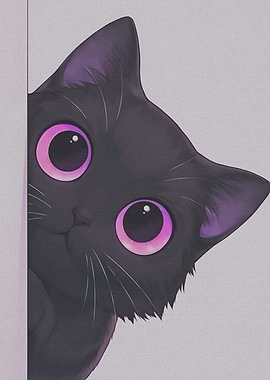 Cute Black Cat with Pink Eyes