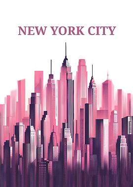 New York City Skyline pink