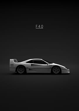White Ferrari F40 on Black Background