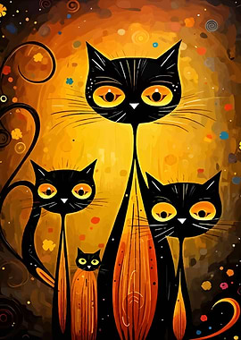 Abstract Black Cats