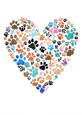 Heart Made of Paw Prints